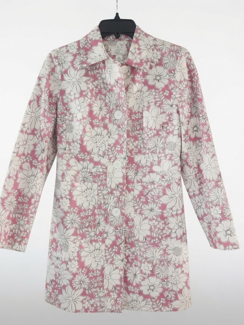 Longline Blazer Pink and White Floral Button-Up Shirt